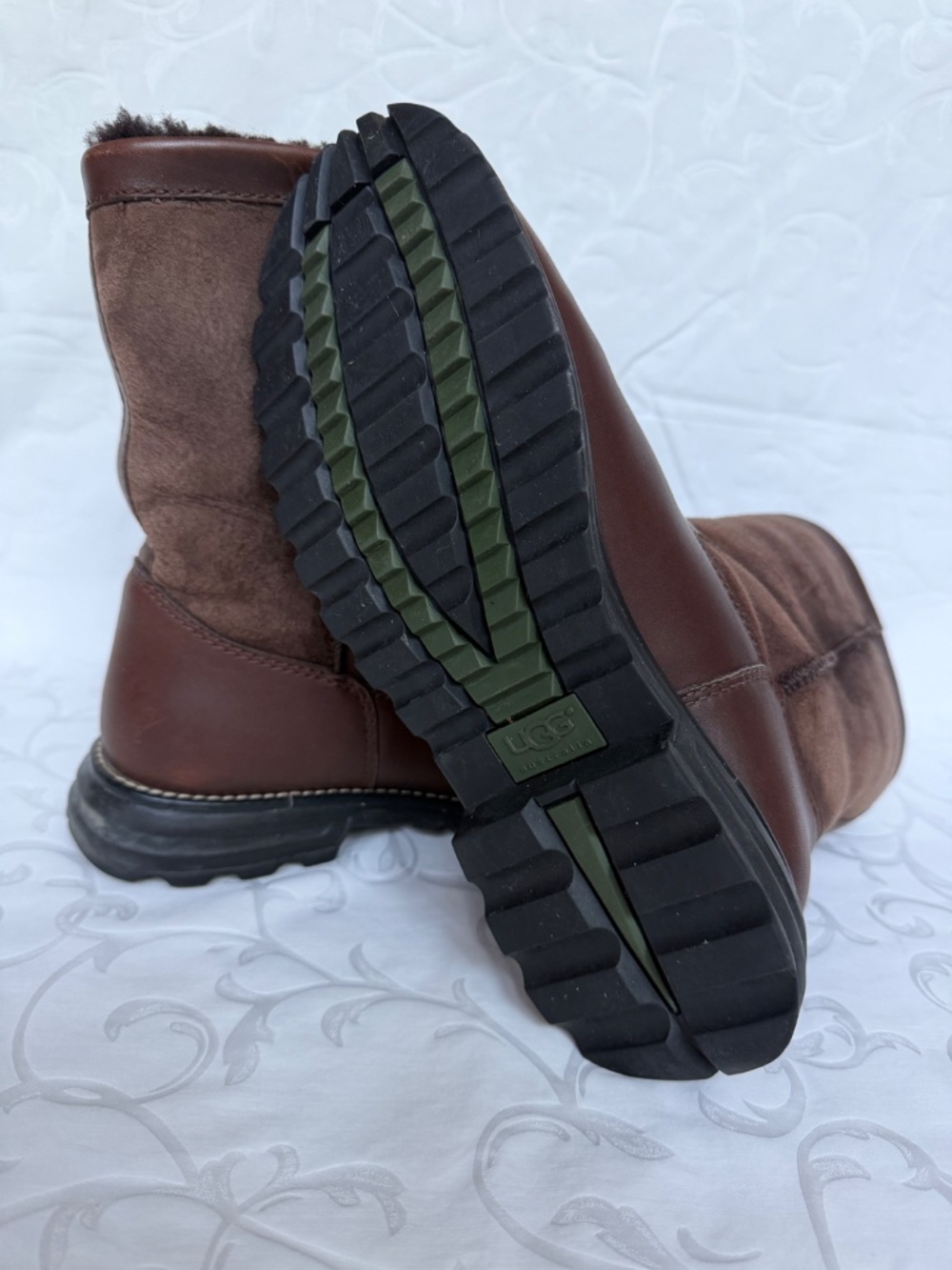Women’s Ugg Mid-Calf Winter Boots Brown Leather Sz 9 - Picture 4 of 10